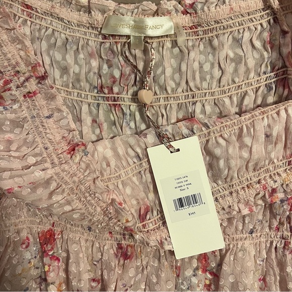 LoveShackFancy Bubbly Pink Floral Smocked Blouse Tiffie Polka Dot Floral - Picture 2 of 6